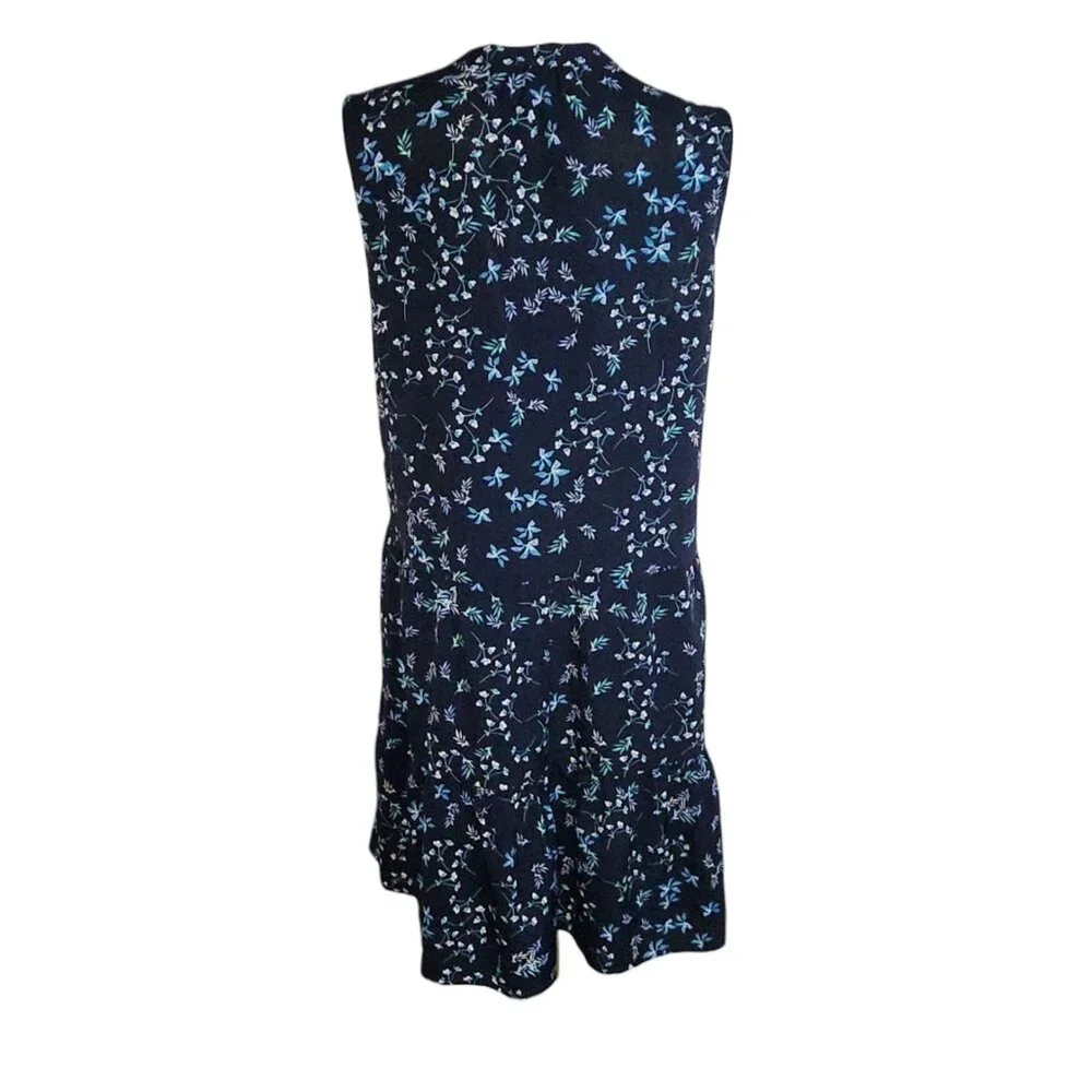 Banana Republic Dress Womens Size L Large Blue Floral Button Front‎ Sleeveless